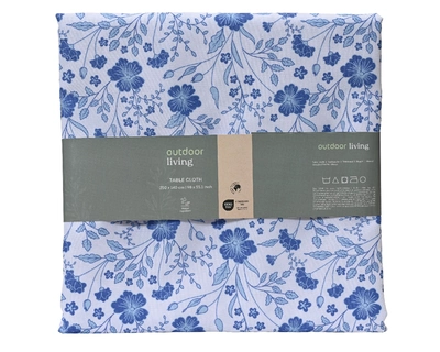 Outdoor tablecloth Polyester Flower Pattern Blue L250cm - image 1