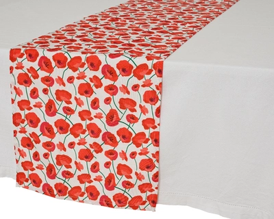 Outdoor Tablerunner Polyester Poppy Print 32x140cm - image 1