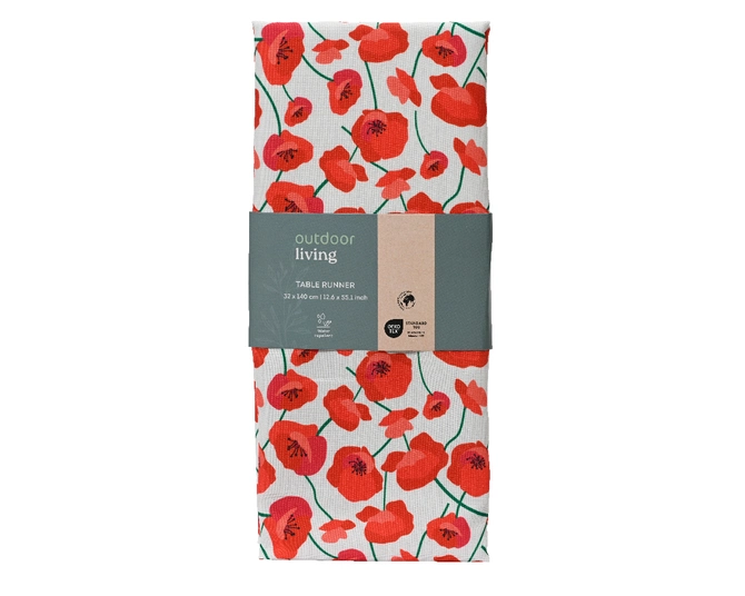Outdoor Tablerunner Polyester Poppy Print 32x140cm - image 2