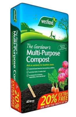 The Gardener's Multi Purpose Compost 60L + 20% Extra Free